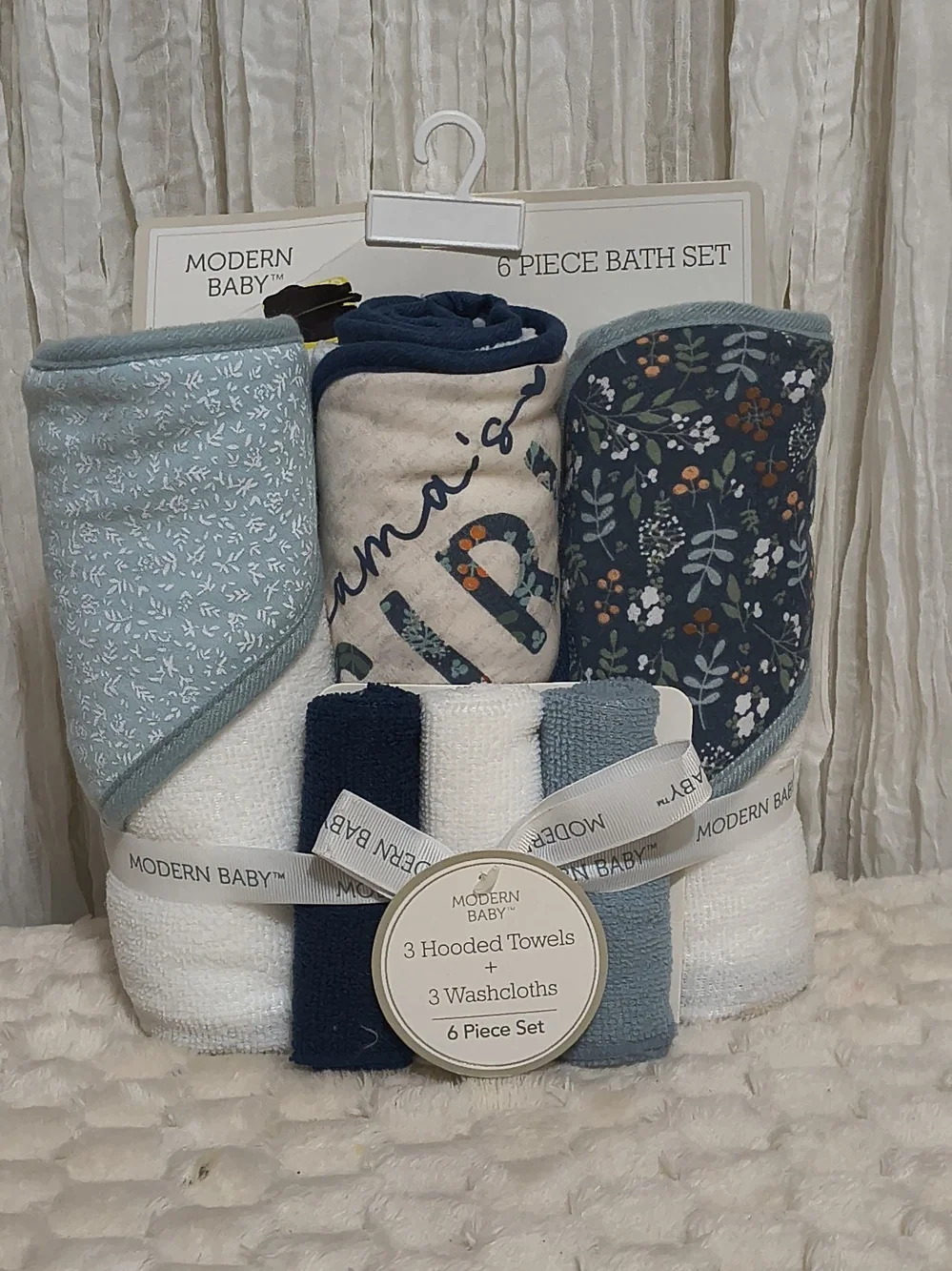 Modern Baby 6-Piece Hooded Towel & Washcloth Set - Blue Mix